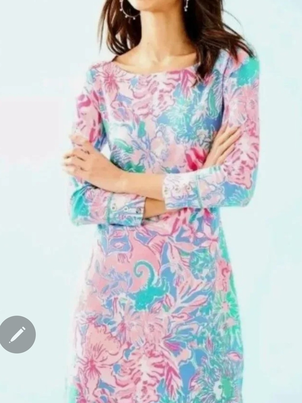 Lilly Pulitzer Sophie Dress "Viva La Lilly" Pink, Aqua & Blue Good XL Condition